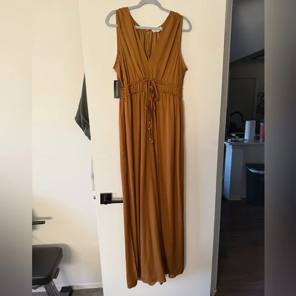 ee:some Camel V-Neck Jumpsuit - Picture 2 of 7
